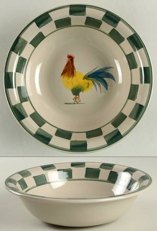Country Rooster Green Soup/Cereal Bowl