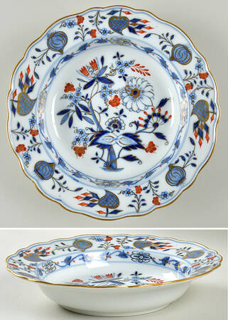 Blue Onion Rich Large Rim Soup Bowl