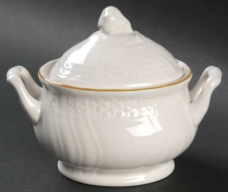 Elegant White Sugar Bowl & Lid