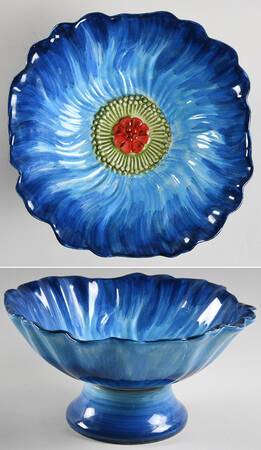 Flowers 9" Footed Bowl