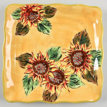 Golden Sunflower Square Salad Plate