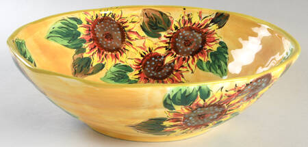 Golden Sunflower 12" Round Serving Bowl