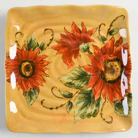 Golden Sunflower Square Salad Plate