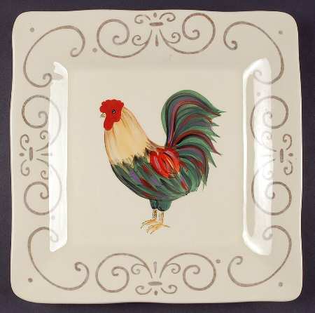 Brava Rooster Square Dinner Plate