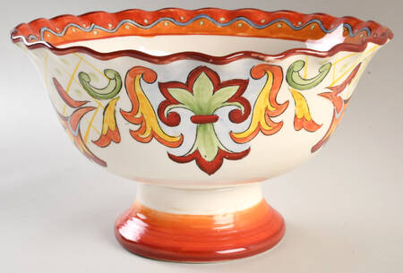 Orange Gold Talavera Footed Bowl