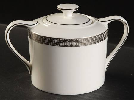 Woven Cable Platinum Sugar Bowl & Lid