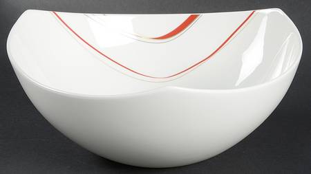 Modernist Red 10" Triangular Vegetable Bowl