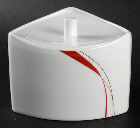 Modernist Red Sugar Bowl & Lid