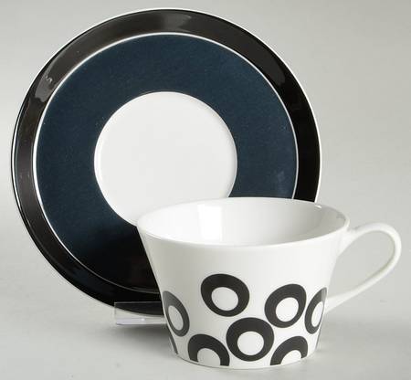 Circle Chic Black Flat Cup & Saucer Set