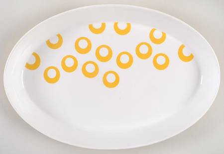 Circle Chic Yellow 14" Oval Serving Platter