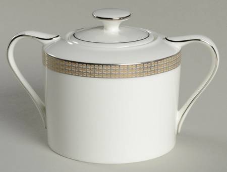 Woven Cable Gold Sugar Bowl & Lid