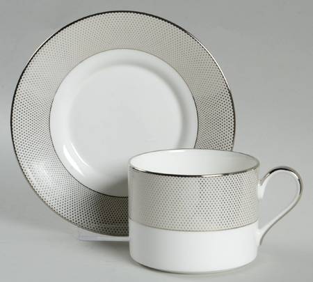 Confetti Platinum Flat Cup & Saucer Set
