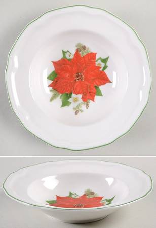 Antique White Holiday Rim Fruit/Dessert (Sauce) Bowl