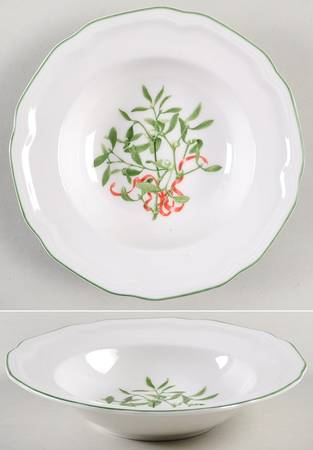 Antique White Holiday Rim Fruit/Dessert (Sauce) Bowl