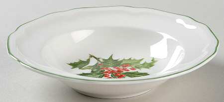 Antique White Holiday Rim Fruit/Dessert (Sauce) Bowl