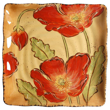 Poppy Splatter Square Salad Plate