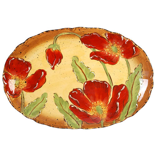 Poppy Splatter 14" Oval Serving Platter