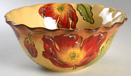 Poppy Splatter 10" Ruffled Bowl