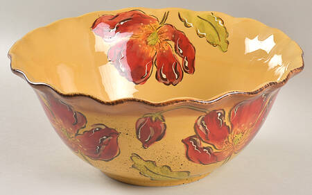 Poppy Splatter 12" Ruffled Bowl