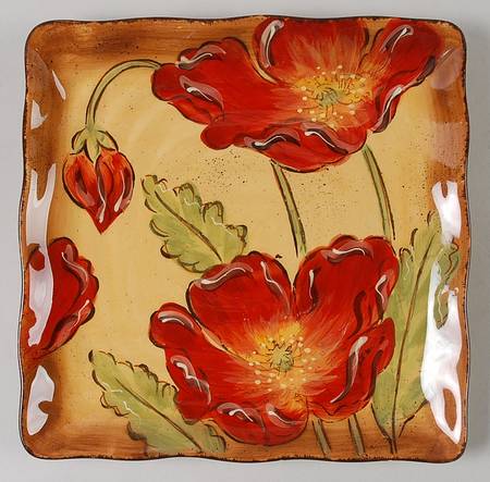 Poppy Splatter Square Salad Plate
