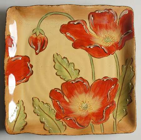 Poppy Splatter Square Dinner Plate