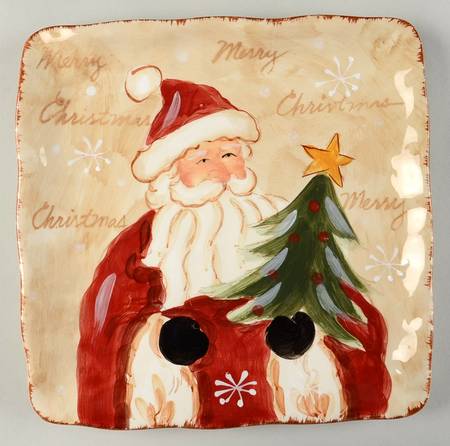 Woodland Santa Square Salad Plate