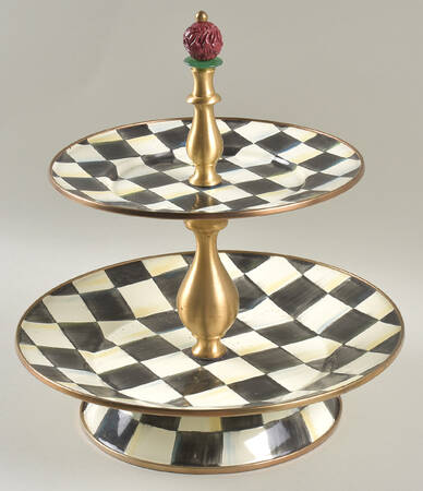 Courtly Check (Enamelware) 2 Tiered Serving Tray