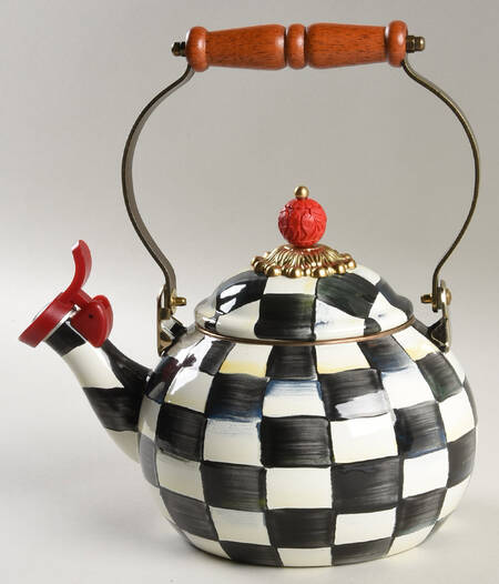 Courtly Check (Enamelware) Metal Whistler Kettle & Lid