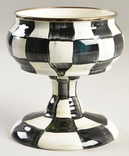 Courtly Check (Enamelware) Pedestal Candy Box, No Lid