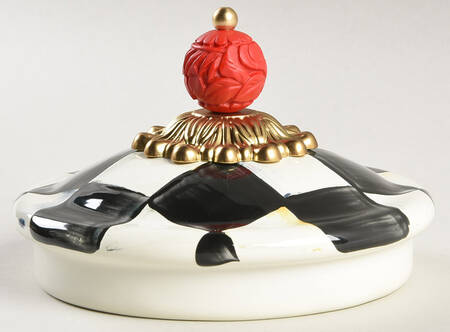 Courtly Check (Enamelware) Pedestal Candy Box, Lid Only