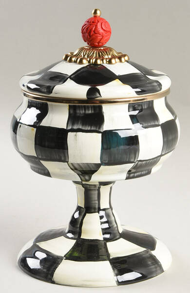 Courtly Check (Enamelware) Pedestal Candy Box with Lid