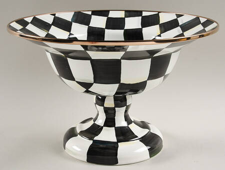 Courtly Check (Enamelware) Round Compote (Height X Width)