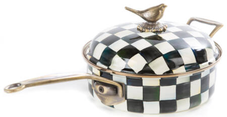 Courtly Check (Enamelware) 3 Quart Covered Metal Saucepan