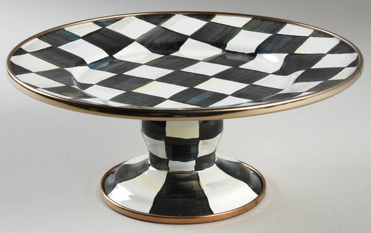 Courtly Check (Enamelware) 8" Diameter Pedestal Cake Stand