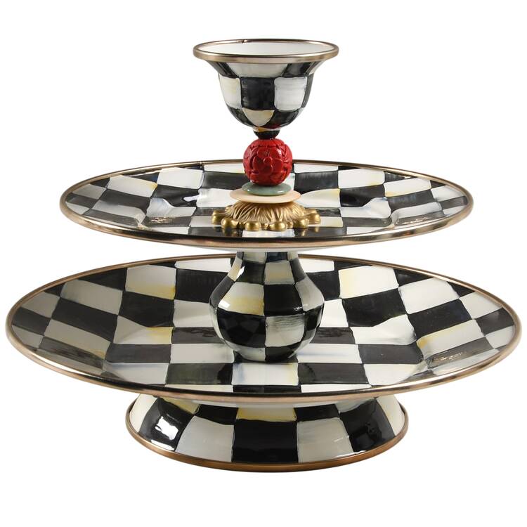 Courtly Check (Enamelware) 2 Tiered Serving Tray