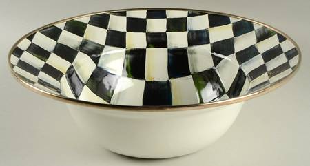 Courtly Check (Enamelware) 11" Large Metal Fruit Bowl
