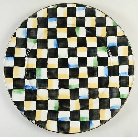 Courtly Check (Enamelware) 16" Chop Plate (Round Platter)