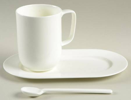 Hotel Collection Hot Beverage Set (Beverage Plate, Spoon & Mug) - 3 Piece Set