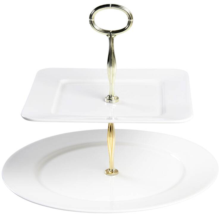 Hotel Collection 6 5/8"-10"  2 Tiered Serving Tray (Dp, Sp) HC