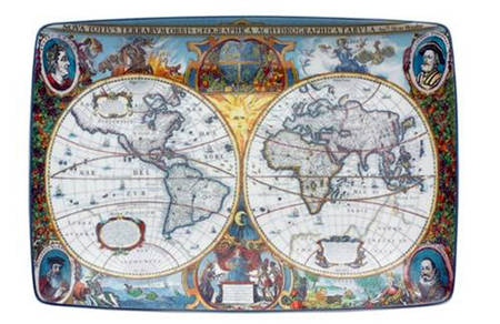 World Map Large Rectangular Tray