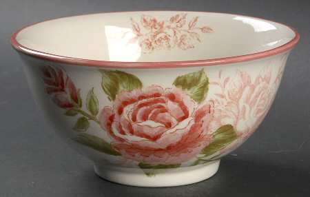 Victorian Toile Rose Soup/Cereal Bowl
