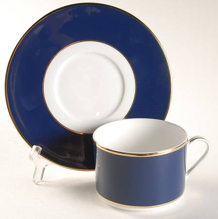 Color Studio Blue and Gold Flat Cup & Saucer Set