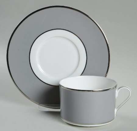 Color Studio Gray and Platinum Flat Cup & Saucer Set