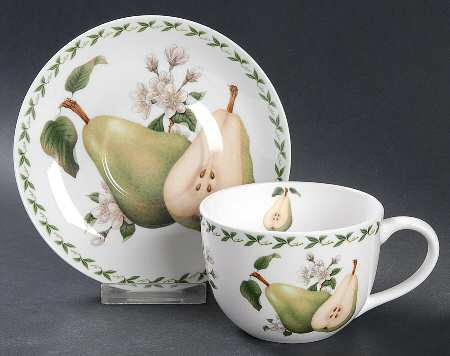 Orchard Fruits Flat Cup & Saucer Set