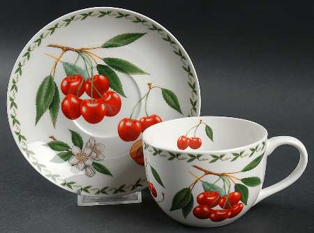 Orchard Fruits Flat Cup & Saucer Set