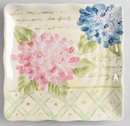 Hydrangea Mist Square Salad Plate