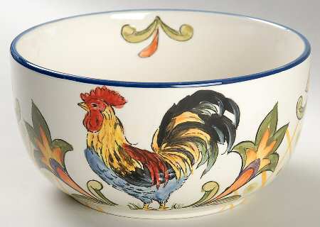 Green Talavera Rooster Soup/Cereal Bowl