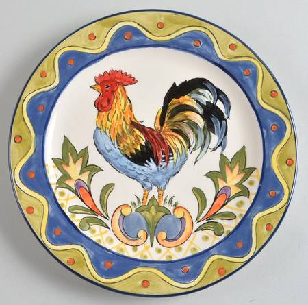 Green Talavera Rooster Salad Plate