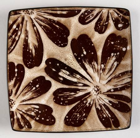 Brown Floral Salad Plate