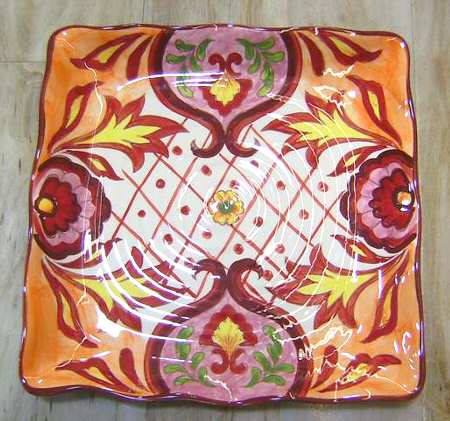 Red Talavera Square Dinner Plate